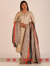 Load image into Gallery viewer, Black Zikzak Tussar Dupatta