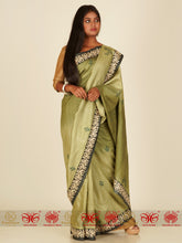 Load image into Gallery viewer, Lajuk Panchi - Olive Green Saree