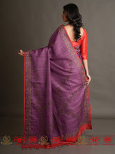 Load image into Gallery viewer, Pushpamala - Purple, Beige Saree