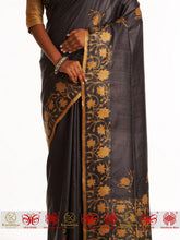 Load image into Gallery viewer, Sunflower Night - Chocolatey Saree
