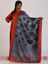 Load image into Gallery viewer, Grey Maroon Tussar Dupatta