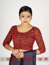 Load image into Gallery viewer, Red Black Tussar Blouse