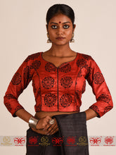 Load image into Gallery viewer, Red Black Tussar Blouse
