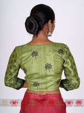 Load image into Gallery viewer, Green Tussar Blouse
