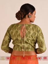 Load image into Gallery viewer, Green Tussar Blouse