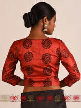 Load image into Gallery viewer, Red Black Tussar Blouse