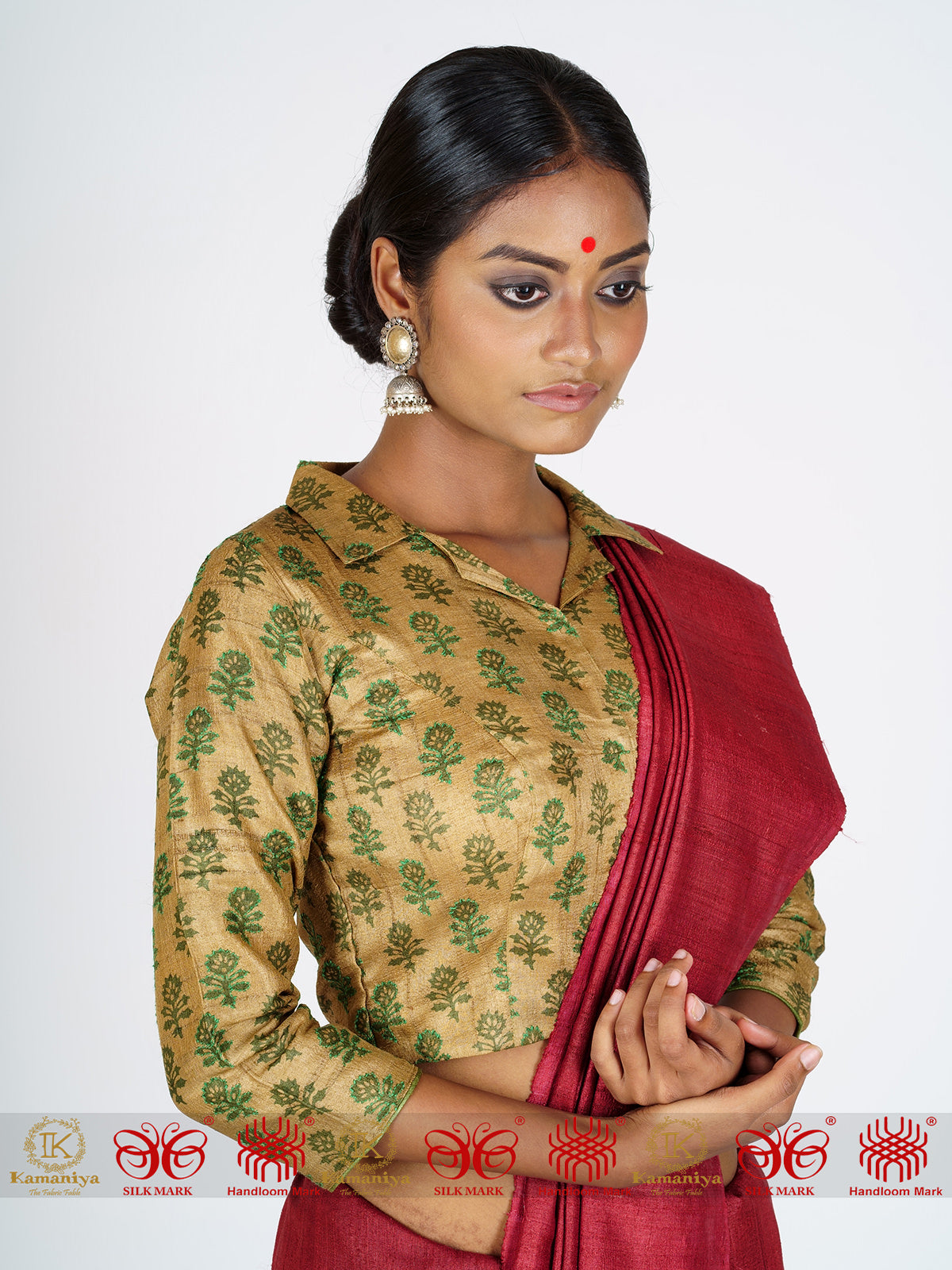Golden Green Tussar Blouse