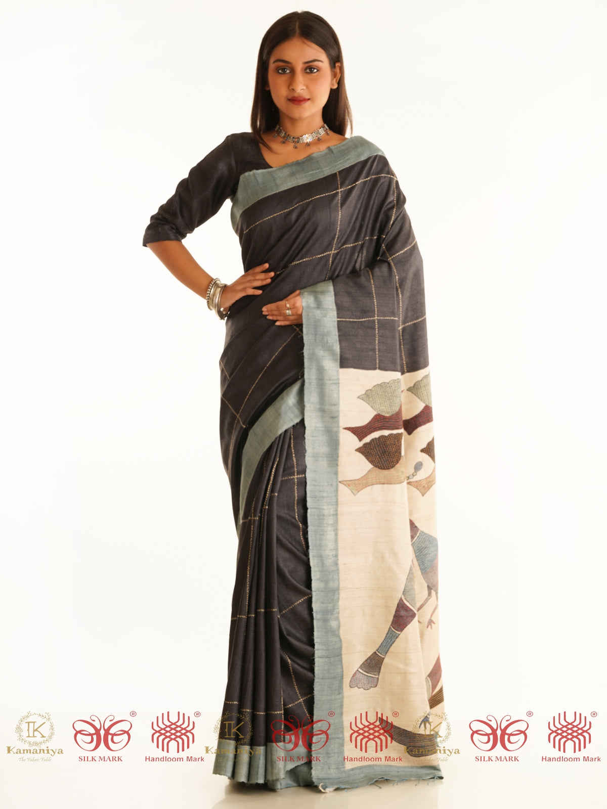 Flight of Fancy - Black and White Saree
