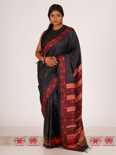 Load image into Gallery viewer, Kaali Kaali Akhen - Black Tussar Silk Saree
