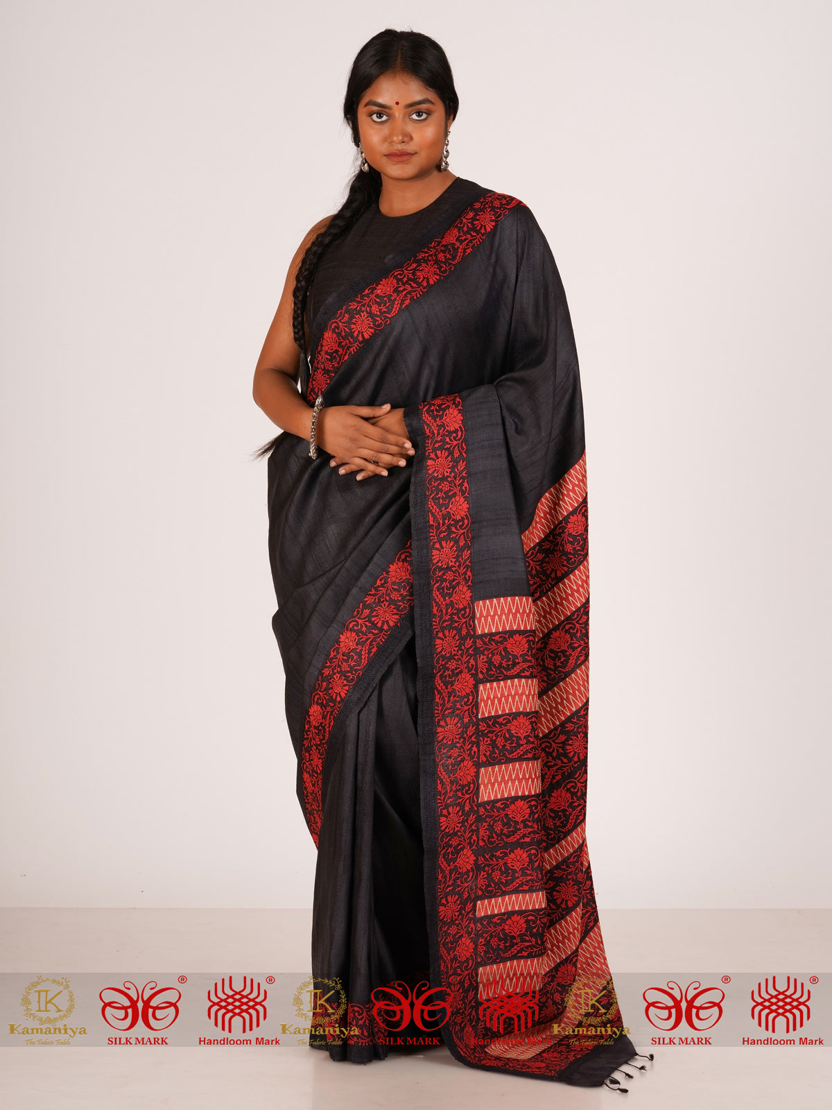 Kaali Kaali Akhen - Black Tussar Silk Saree