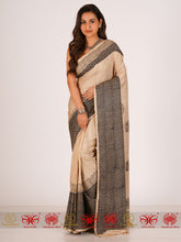 Load image into Gallery viewer, Kamal Khile - Beige &amp; Black Saree
