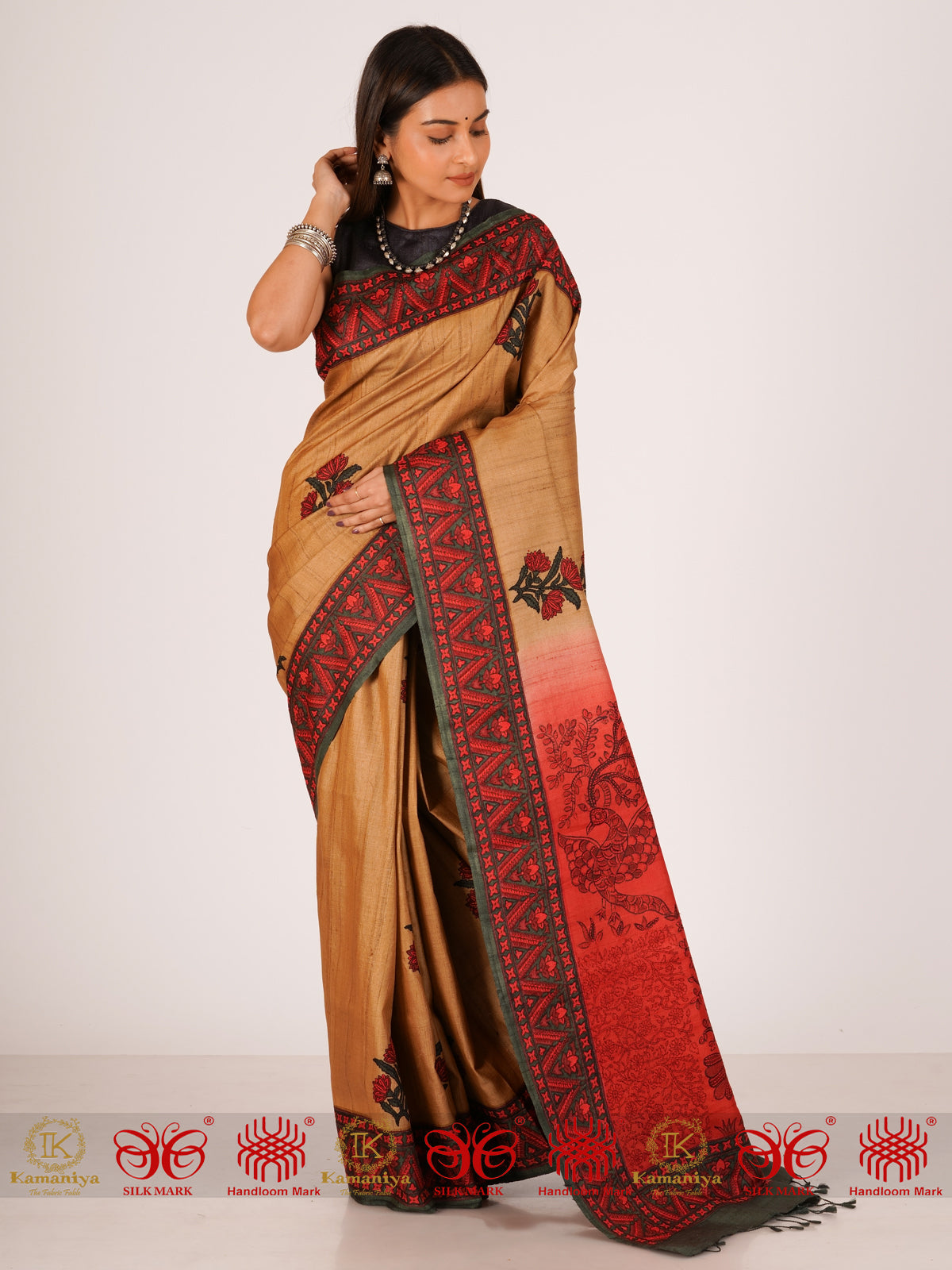 Basant Bahar - Beige & Red Saree