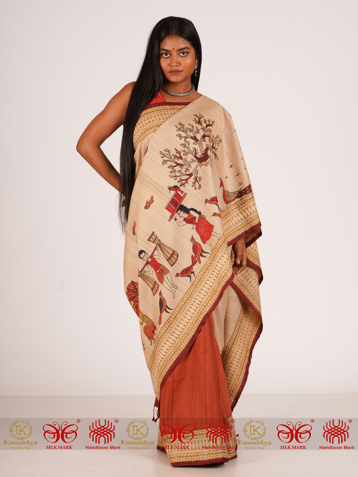 Hamare Gaon - Off White Tussar Silk Saree