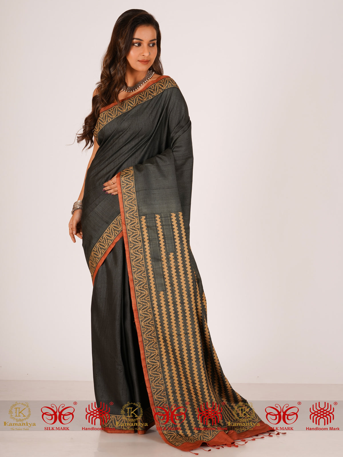 Khel Khel Mein - Green Tussar Silk Saree