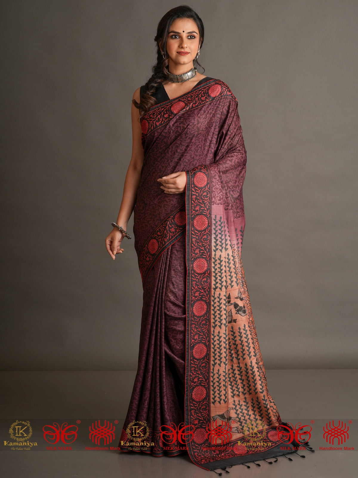 Flitter Away - Maroon Saree