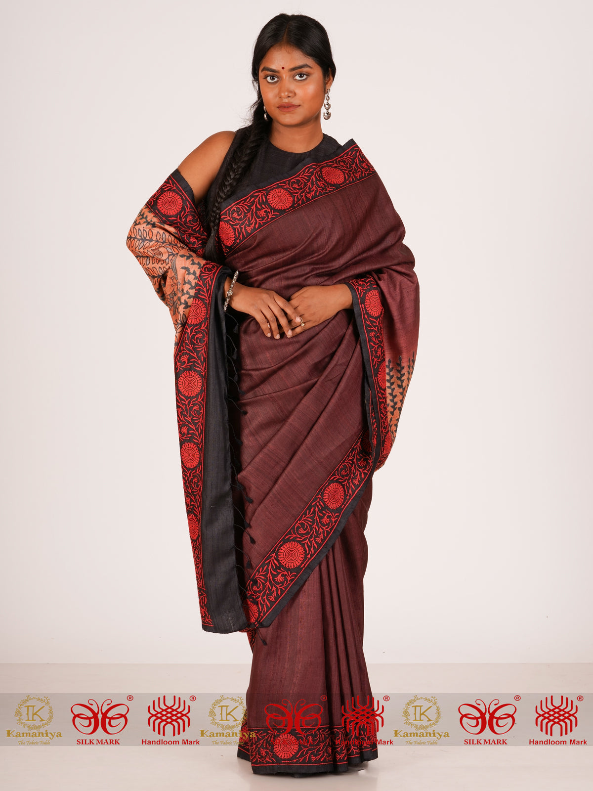 Chirping Bird - Happy Birds Gond Art Saree