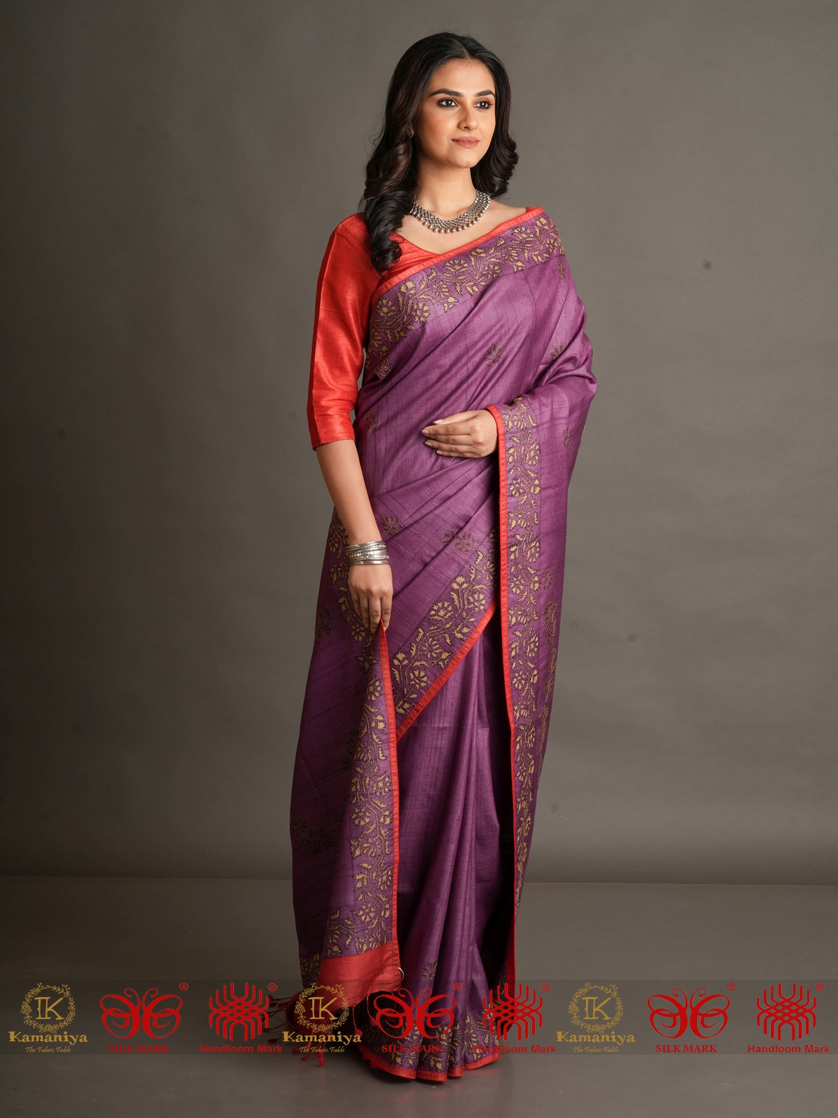 Pushpamala - Purple, Beige Saree