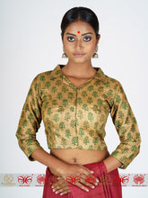 Load image into Gallery viewer, Golden Green Tussar Blouse
