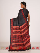 Load image into Gallery viewer, Kaali Kaali Akhen - Black Tussar Silk Saree
