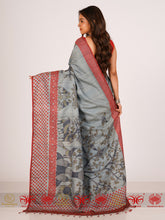 Load image into Gallery viewer, Shaam - Grey &amp; Red Saree
