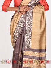 Load image into Gallery viewer, Beige &amp; Chocolate Tussar - Saree
