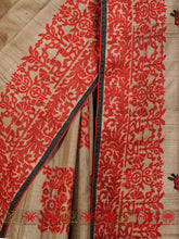 Load image into Gallery viewer, Phool Aur Angare - Cement Grey Saree With Red Border
