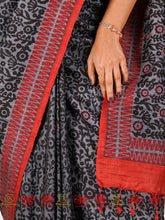 Load image into Gallery viewer, Grey Gul - Grey and Black Tussar Silk Saree
