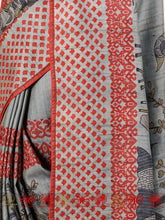 Load image into Gallery viewer, Shaam - Grey &amp; Red Saree
