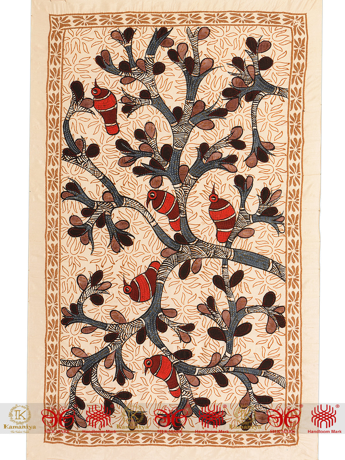 Red Birds on Budding Branch Wall Hanging