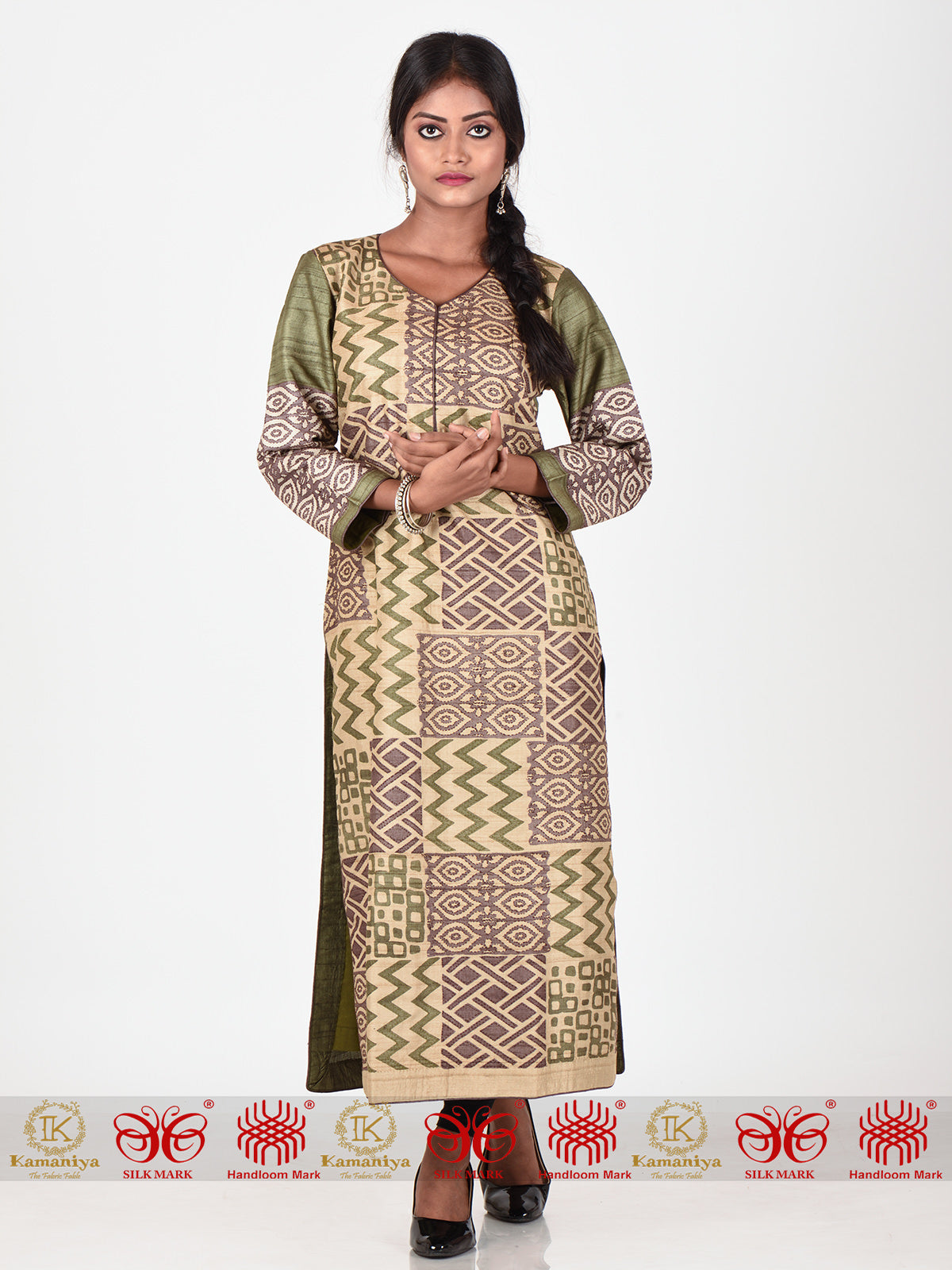 Chocolate Green Tussar Kurta