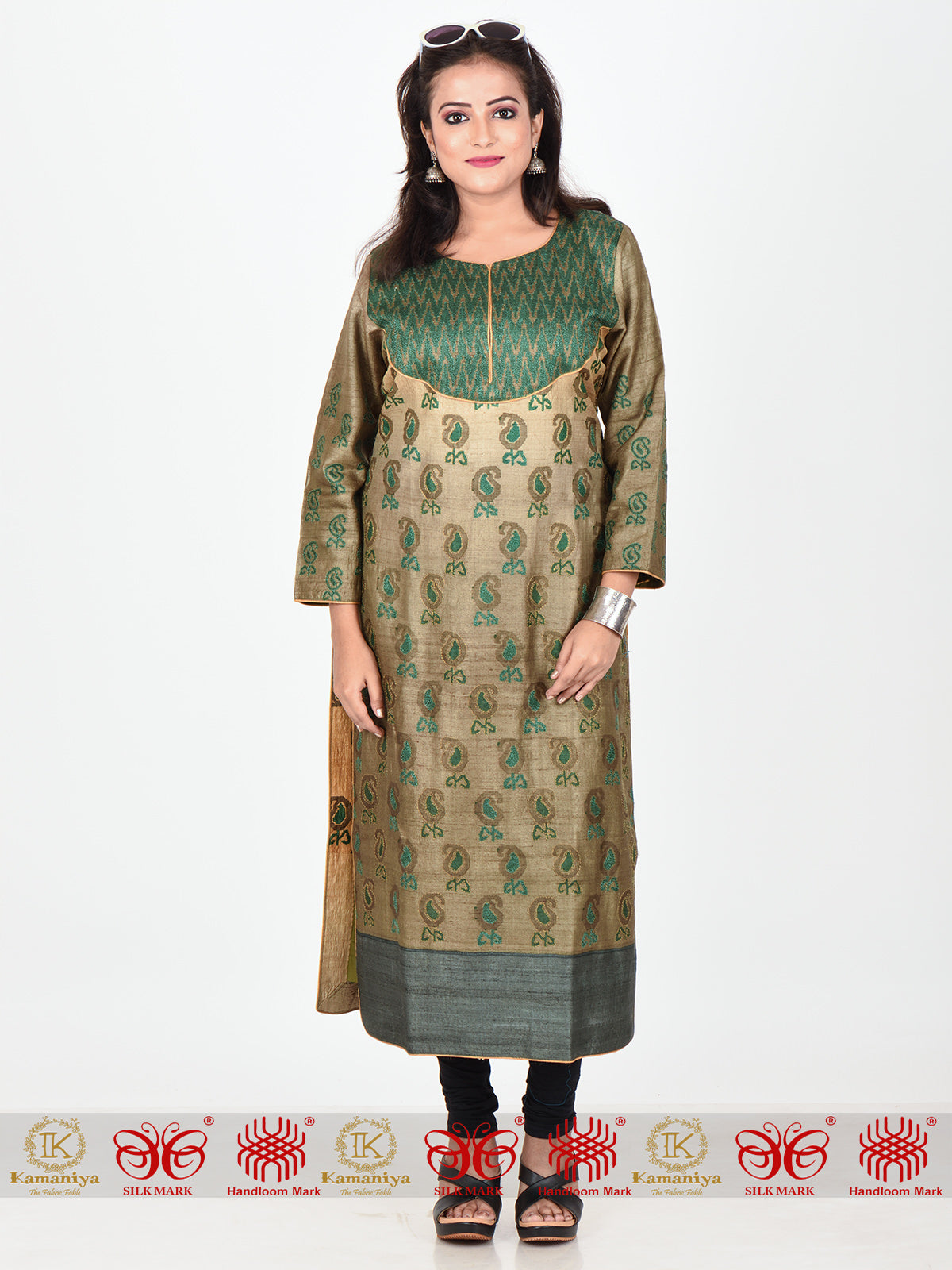 Green Tussar Kurta