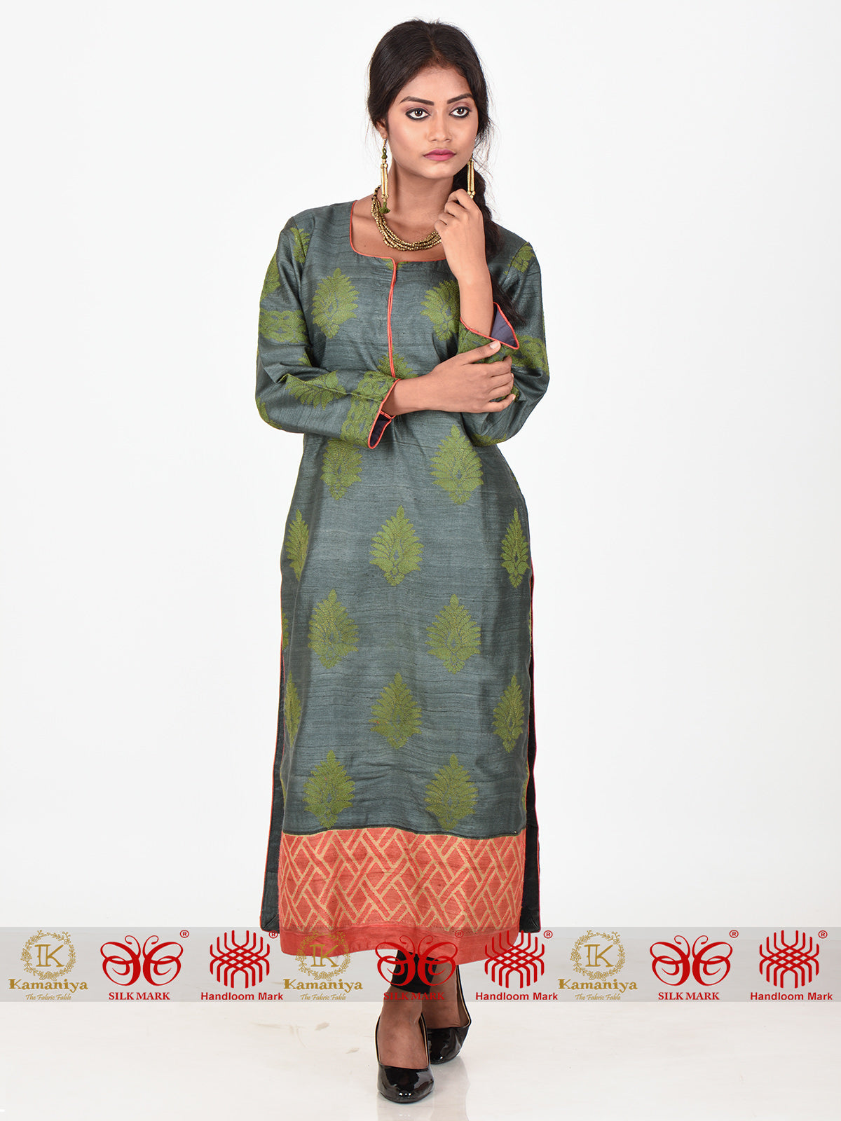 Green Tussar Kurta