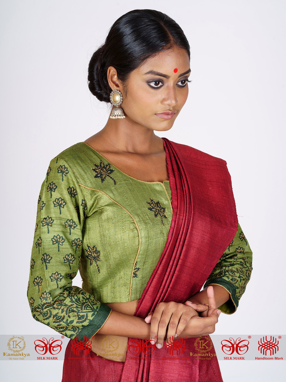 Green Tussar Blouse