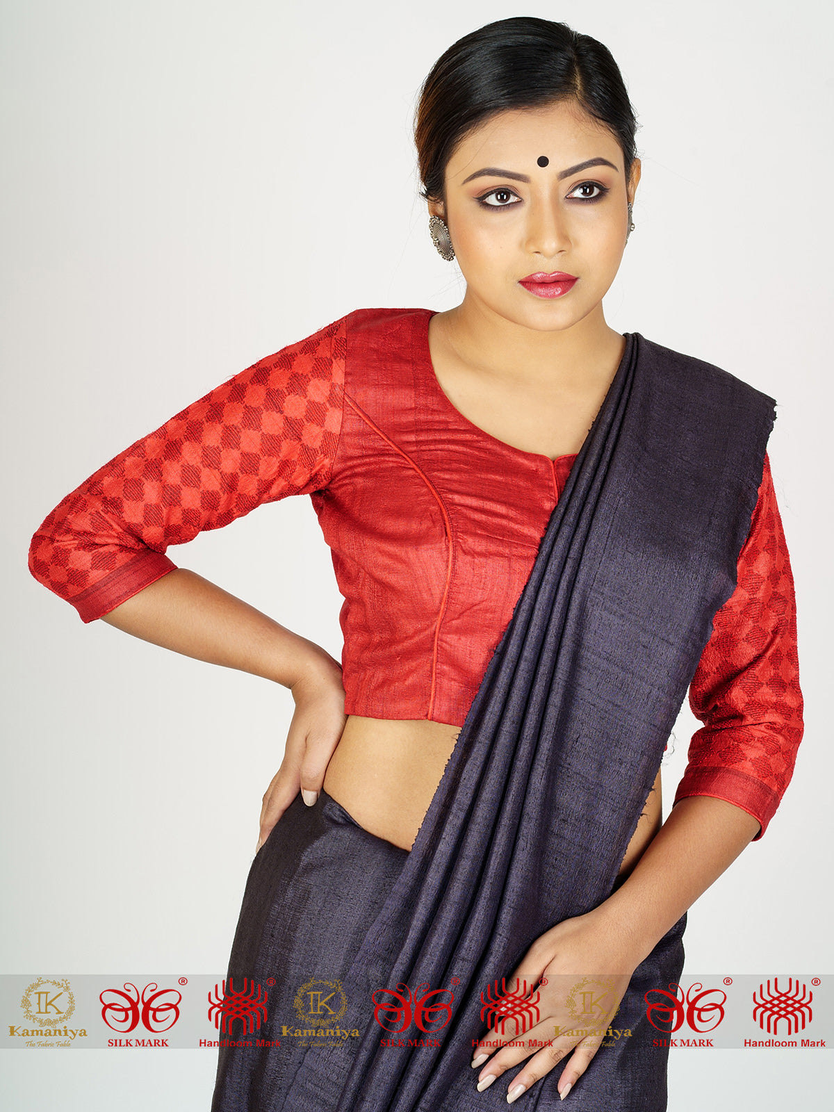 Red Maroon Tussar Blouse