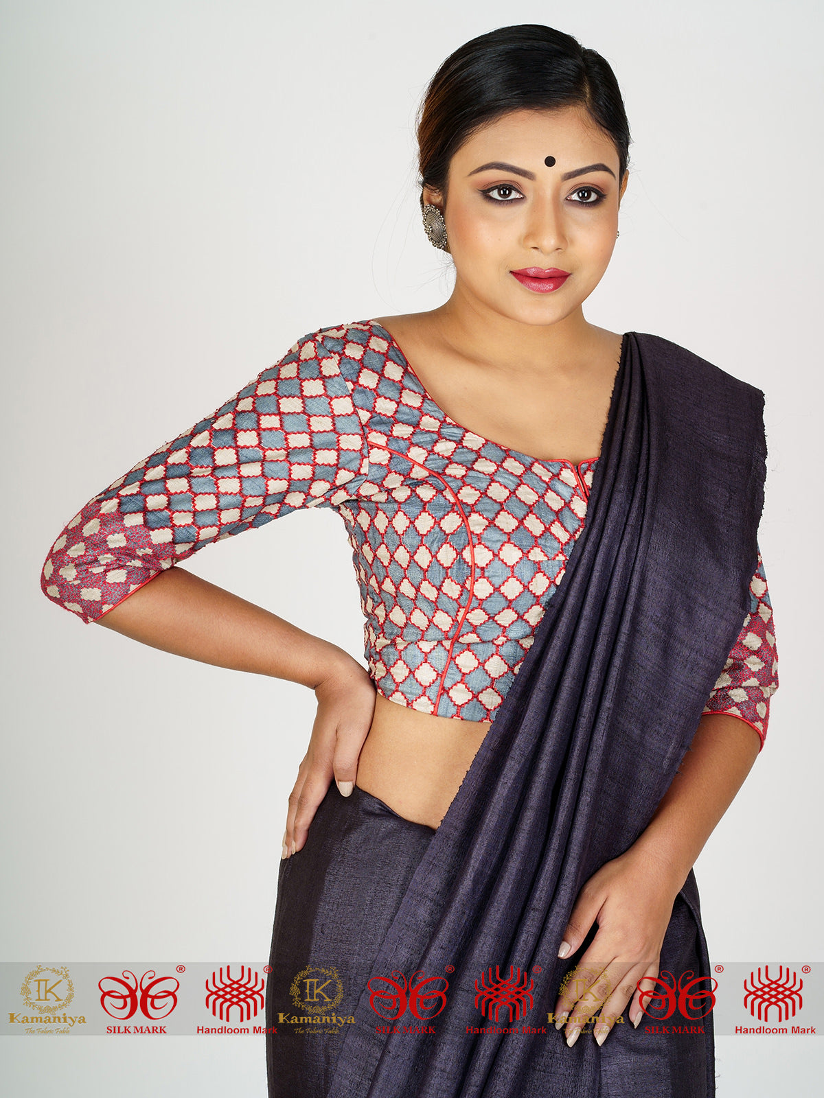 Grey Tussar Blouse