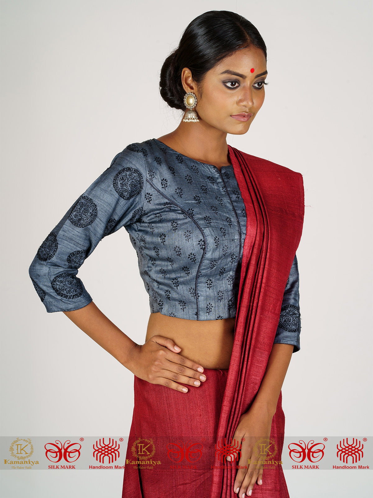 Grey Tussar Blouse