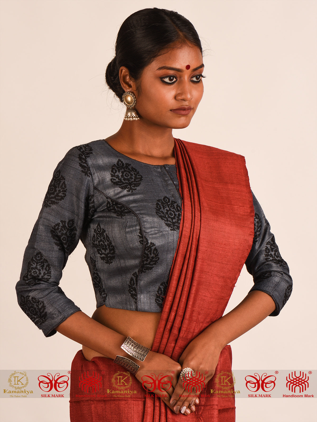 Grey Tussar Blouse