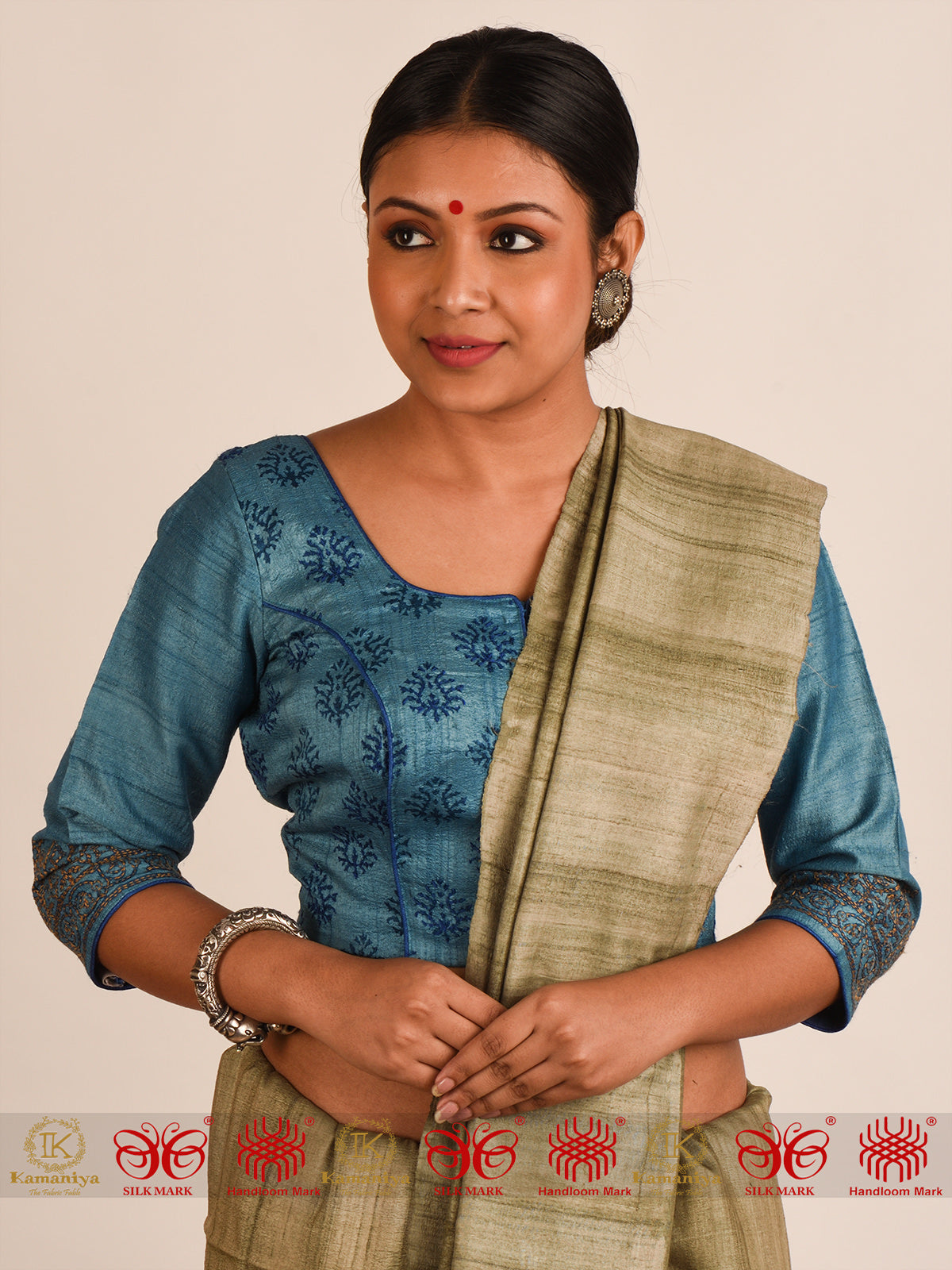 Blue Tussar Blouse