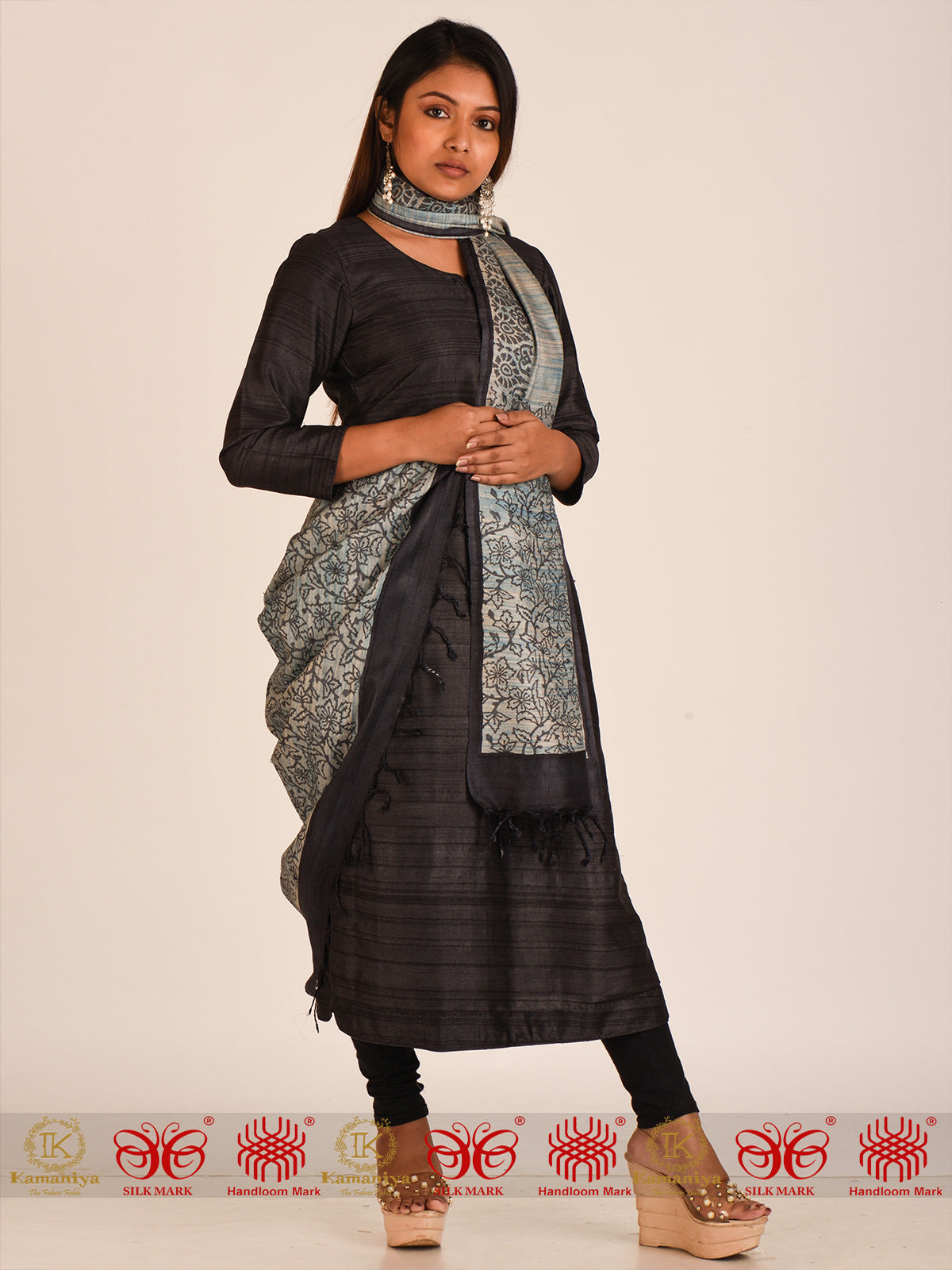 Grey Tussar Dupatta