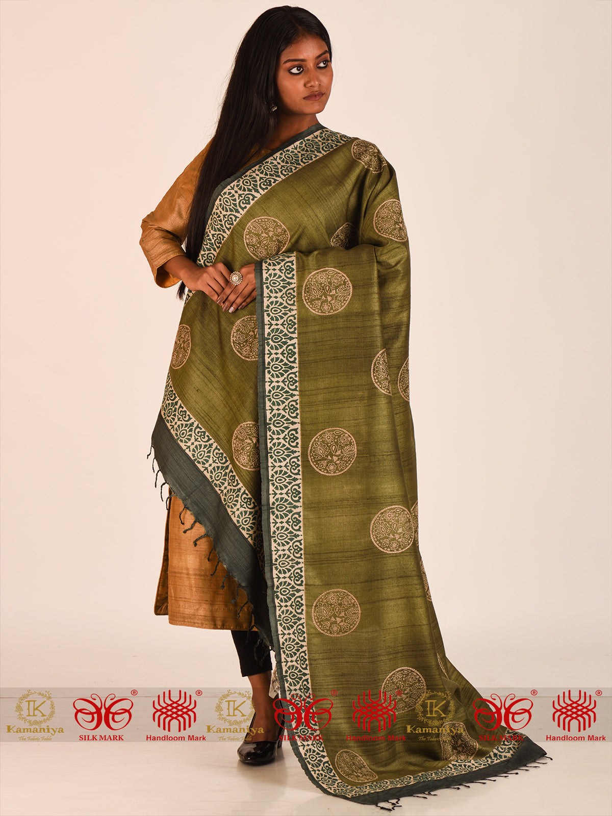Green Tussar Dupatta