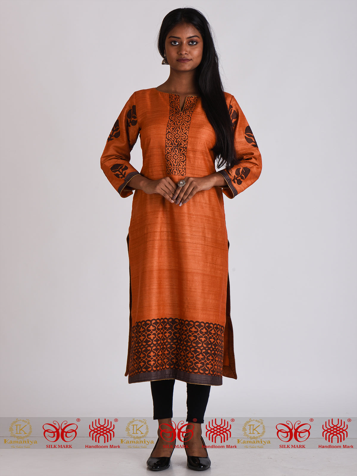 Orange Tussar Kurta