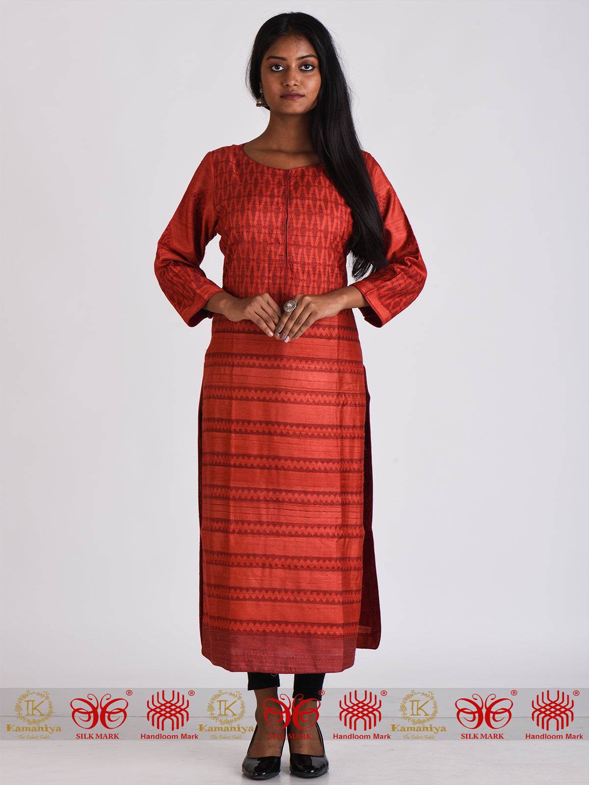 Red Maroon Tussar Kurta