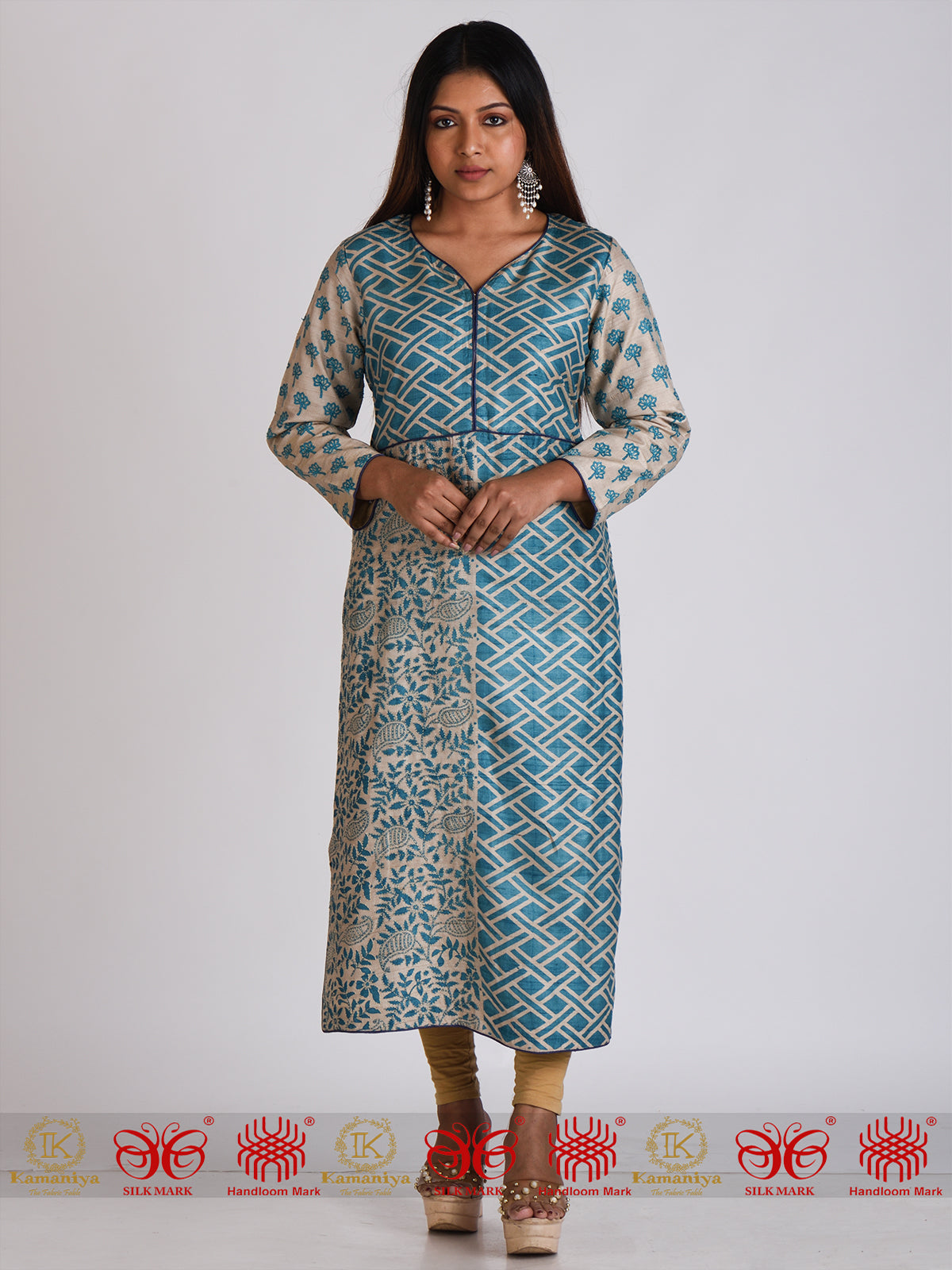 Blue Tussar Kurta