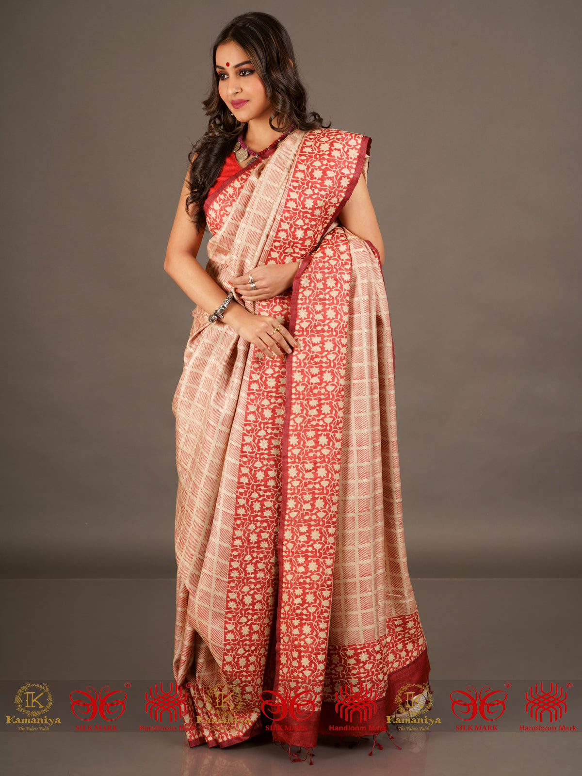 Chequered Chikni - Saree