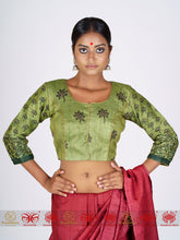 Load image into Gallery viewer, Green Tussar Blouse
