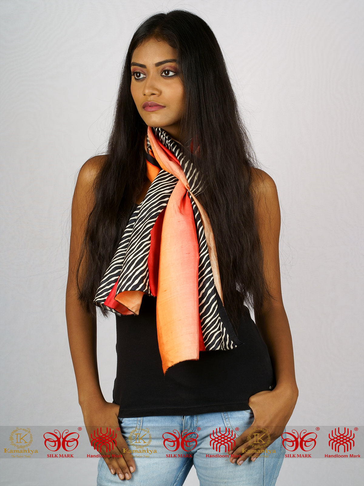 Orange Black Mulberry Scarf