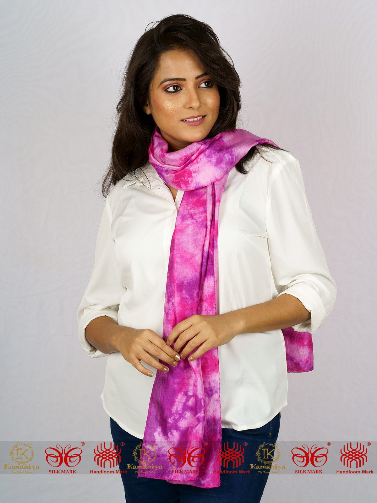 Pink Tie and Dye Mulberry Scarf