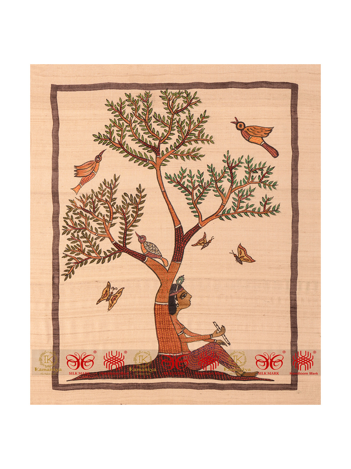Light Beige Tussar Wall Hanging